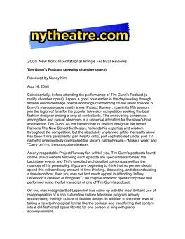 Tim Gunn Nytheatre Review