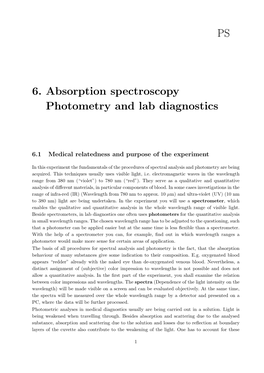 6. Absorption Spectroscopy Photometry and Lab Diagnostics PS