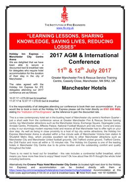 2017 AGM & International Conference 11 & 12 July 2017