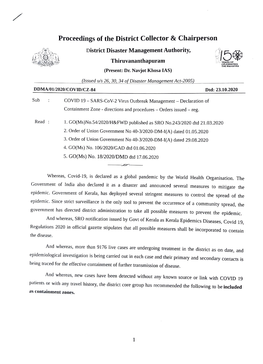 Proceedings of the District Collector& Chairperson