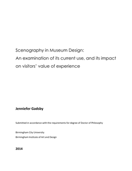 Scenography in Museum Design: an Examination of Its Current Use, and Its Impact on Visitors' Value of Experience