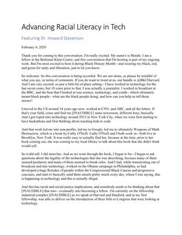 Advancing Racial Literacy in Tech Featuring Dr