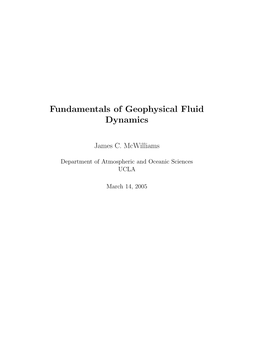 Fundamentals of Geophysical Fluid Dynamics