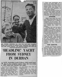 'Headline' Yacht from Sydney in Durban
