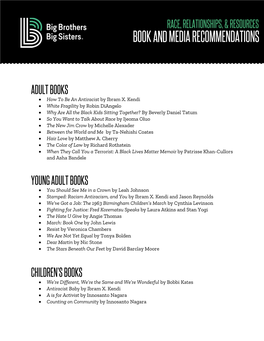 • How to Be an Antiracist by Ibram X. Kendi • White Fragility by Robin Diangelo • Why Are All the Black Kids Sitting Toget