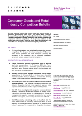 Consumer Goods and Retail Industry Competition Bulletin