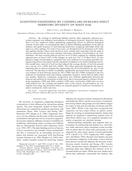 Ecosystem Engineering by Caterpillars Increases Insect Herbivore Diversity on White Oak