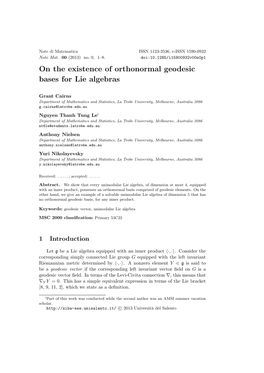 On the Existence of Orthonormal Geodesic Bases for Lie Algebras