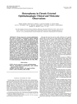 Heteroplasmy in Chronic External Ophthalmoplegia: Clinical and Molecular Observations