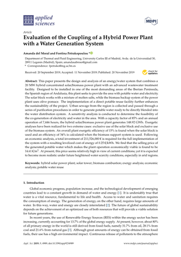 Evaluation of the Coupling of a Hybrid Power Plant with a Water Generation System
