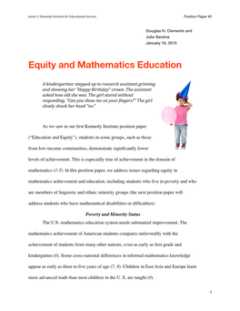 Equity and Mathematics Education