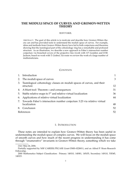 The Moduli Space of Curves and Gromov-Witten Theory