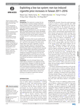 Exploiting a Low Tax System: Non-Tax-Induced Cigarette Price Increases in Taiwan 2011–2016