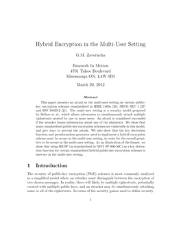 Hybrid Encryption in the Multi-User Setting