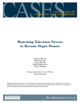 Motivating Television Viewers to Become Organ Donors