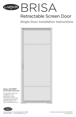 BRISA Retractable Screen Door Single Door Installation Instructions