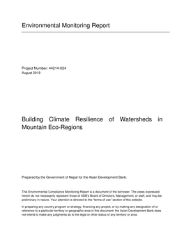 Environmental Monitoring Report Building Climate Resilience Of