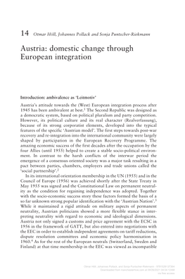 Austria: Domestic Change Through European Integration