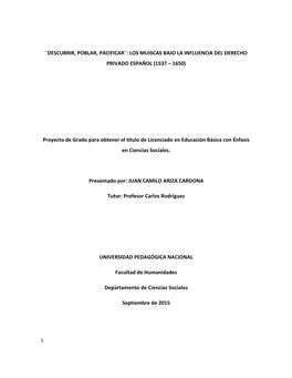 Los Muiscas Bajo La Influencia Del Derecho Privado Español (1537 – 1650)