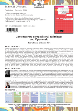 Contemporary Compositional Techniques and Openmusic Bob Gilmore & Rozalie Hirs