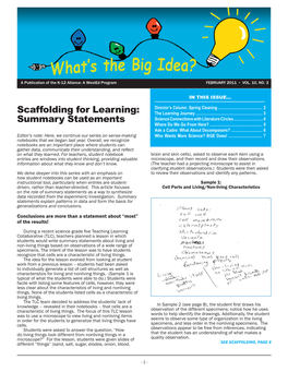 Scaffolding for Learning: Summary Statements