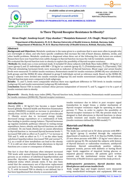 Is There Thyroid Receptor Resistance in Obesity?