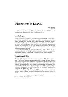 Filesystems in Livecd