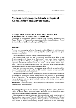 Microangiographic Study of Spinal Cord Injury and Myelopathy