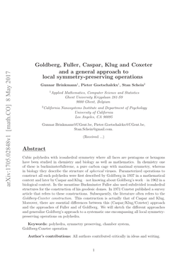 Goldberg, Fuller, Caspar, Klug and Coxeter and a General Approach to Local Symmetry-Preserving Operations