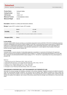 Datasheet Inhibitors / Agonists / Screening Libraries a DRUG SCREENING EXPERT