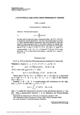 A Functional Equation from Probability Theory