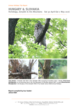 HUNGARY & SLOVAKIA Bird Report May 2016 OJ Version