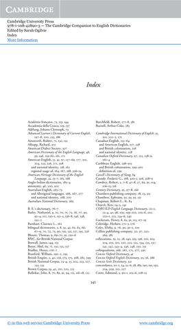 The Cambridge Companion to English Dictionaries Edited by Sarah Ogilvie Index More Information