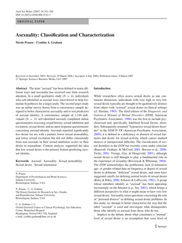 Asexuality: Classiﬁcation and Characterization