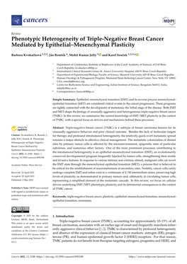 Phenotypic Heterogeneity of Triple-Negative Breast Cancer Mediated by Epithelial–Mesenchymal Plasticity