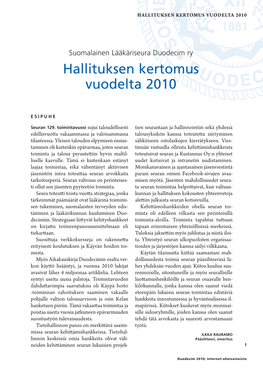 Hallituksen Kertomus Vuodelta 2010