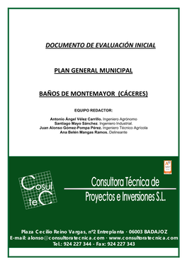 Plan General Municipal Baños De Montemayor (Cáceres