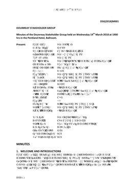 Minutes of the Dounreay Stakeholder Group Held on Wednesday 14Th March 2018 at 1900 Hrs in the Pentland Hotel, Ballroom