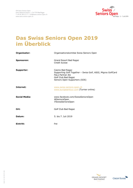 Factsheet Swiss Seniors Open 2019