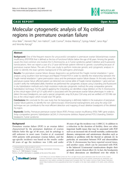 Molecular Cytogenetic Analysis of Xq Critical Regions in Premature Ovarian