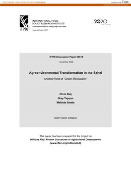 Agroenvironmental Transformation in the Sahel