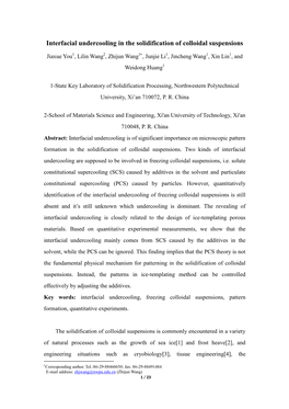 Interfacial Undercooling in the Solidification of Colloidal Suspensions