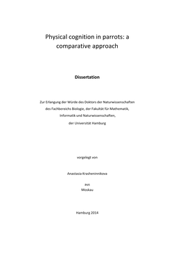 Physical Cognition in Parrots: a Comparative Approach