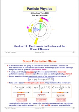 Electroweak Unification and the W and Z Bosons Prof