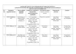 Nr. D/O Denumirea Organului Electoral Adresa Sediului Organului Electoral