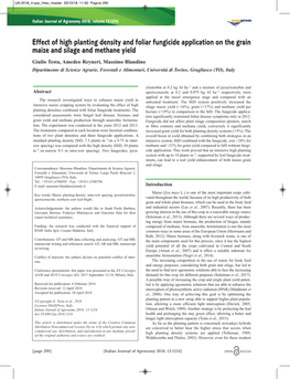 Effect of High Planting Density and Foliar Fungicide Application on the Grain Maize and Silage and Methane Yield