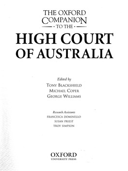 Entries from the Oxford Companion to the High Court of Australia