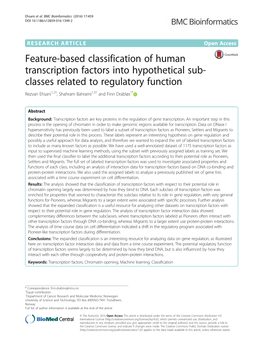Feature-Based Classification of Human Transcription Factors Into