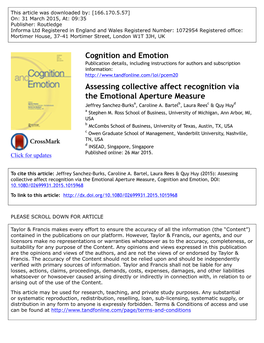 Assessing Collective Affect Recognition Via the Emotional Aperture Measure Jeffrey Sanchez-Burksa, Caroline A
