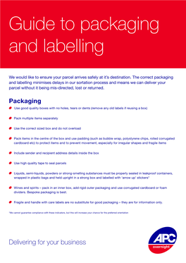 Guide to Packaging and Labelling